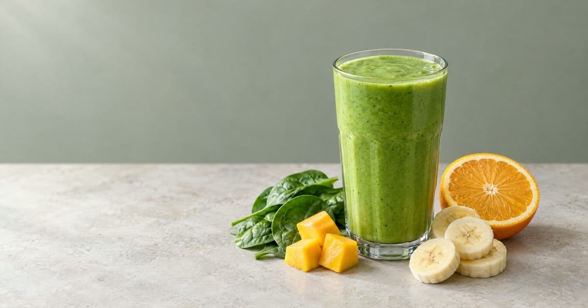 Zeleni smoothie s sadjem, naslovna slika predloga za Barbarella Juicebar